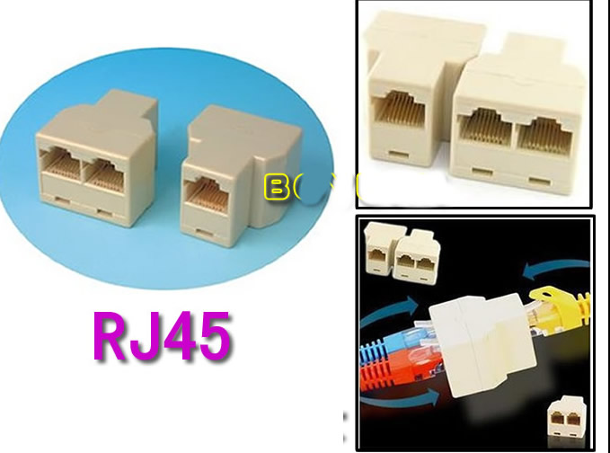 8P8C RJ45 Coupler Adapter Connector Ethernet Splitter 1 to 2