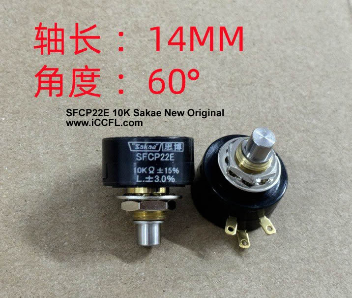 SAKAE SFCP22E 10KΩ ±15% 14mm 60° Conductive Plastic Potentiometer, 0.2W, ±3% Linearity SAKAE SFCP22E 10KΩ ±15% 14mm 60° Conductive Plastic Potentiometer, 0.2W, ±3% Linearity